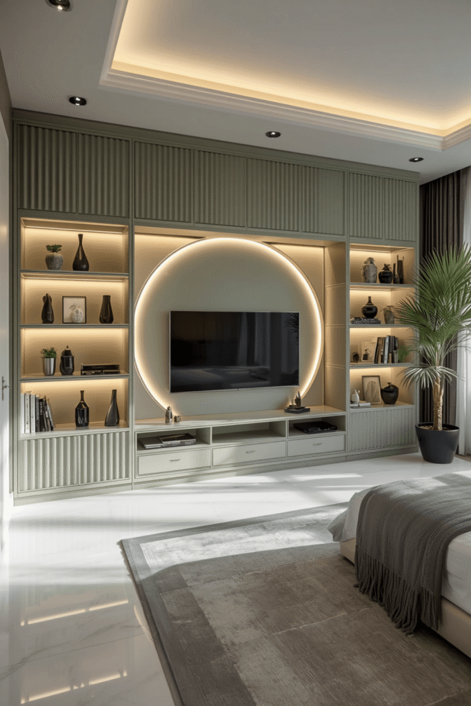 Sage Green Wardrobe with Brass Handles