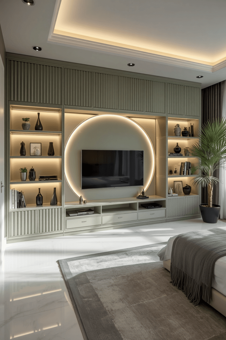 Sage Green Wardrobe with Brass Handles