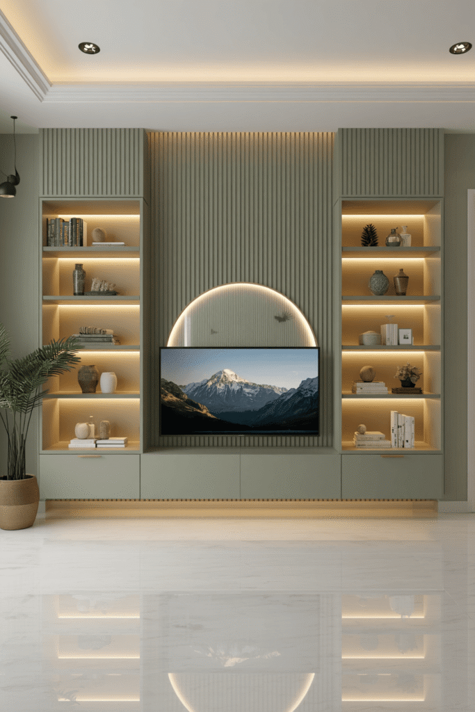 Wardrobe with Integrated Floating TV Unit