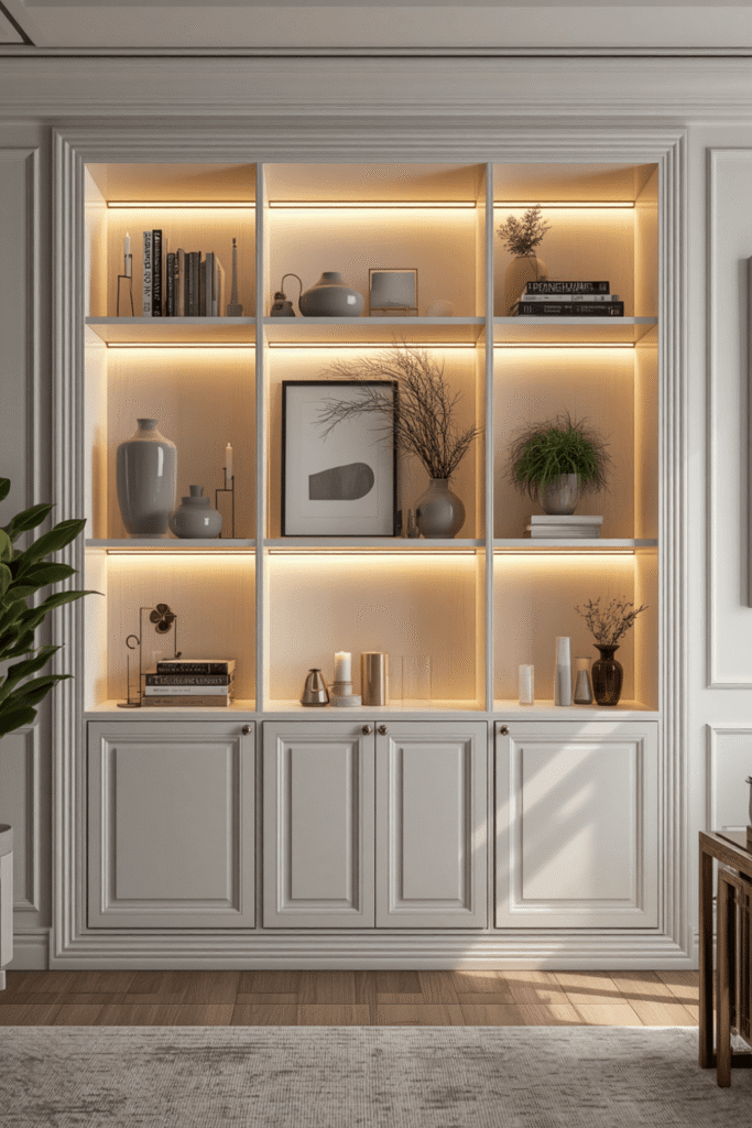 Wood Slat Accent Shelving