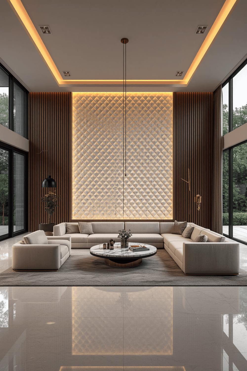 1. Transitional Style Living Room