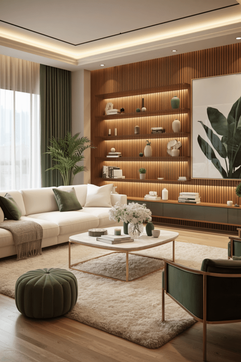 1. Use green as an accent wall rather than covering the entire room