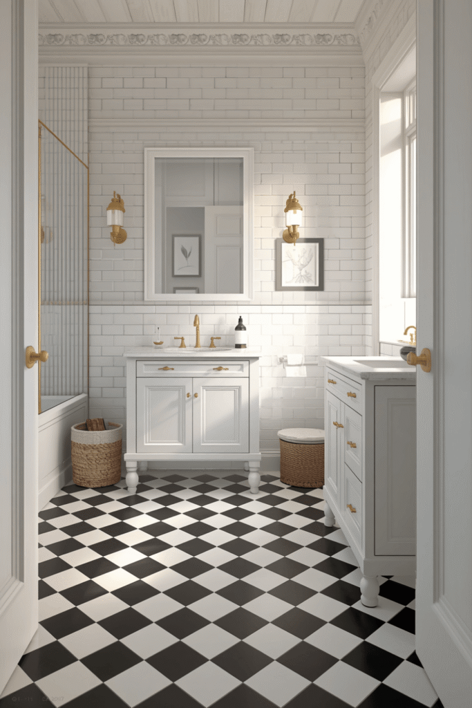 8. Black and White Tile Bathroom