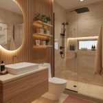 1.Wood Slat Bathroom Wall