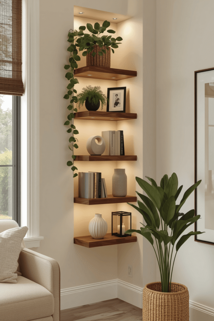 Wooden Shelf Ideas for Natural Warmth