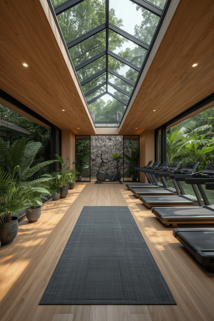 Glass Ceiling Gym and Skylight Home Gym Features