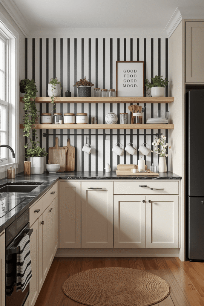 Vertical Stripe Backsplash for a Current, Graphic Touch