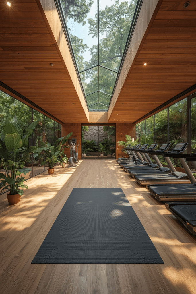 Wood Ceiling Gym Details for Warmth